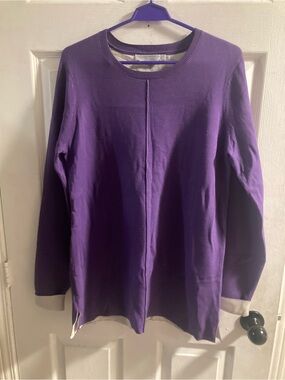 Simons Purple Ribbed-Neck Knit Top